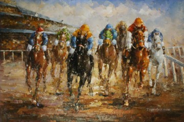 動物 Painting - ヨーロッパの競馬